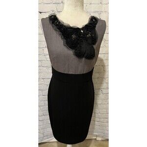 Suzi Chin Maggy Boutique Embellished black and grey Dress Size 8